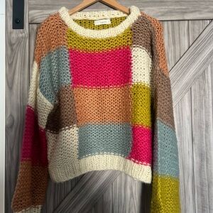 By Together Colorful Patchwork Knit Sweater
